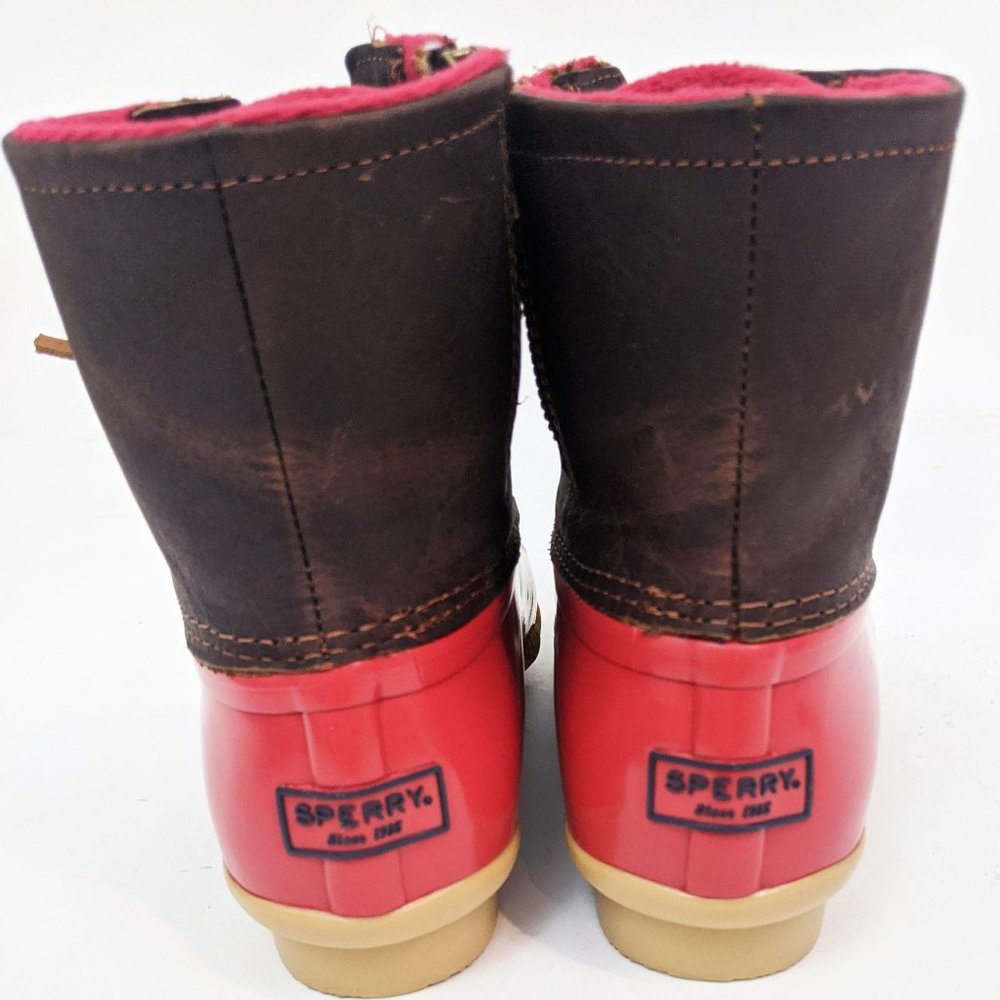 Sperry Saltwater Leather Duck Boots NEW Red Brown - Picture 6 of 12